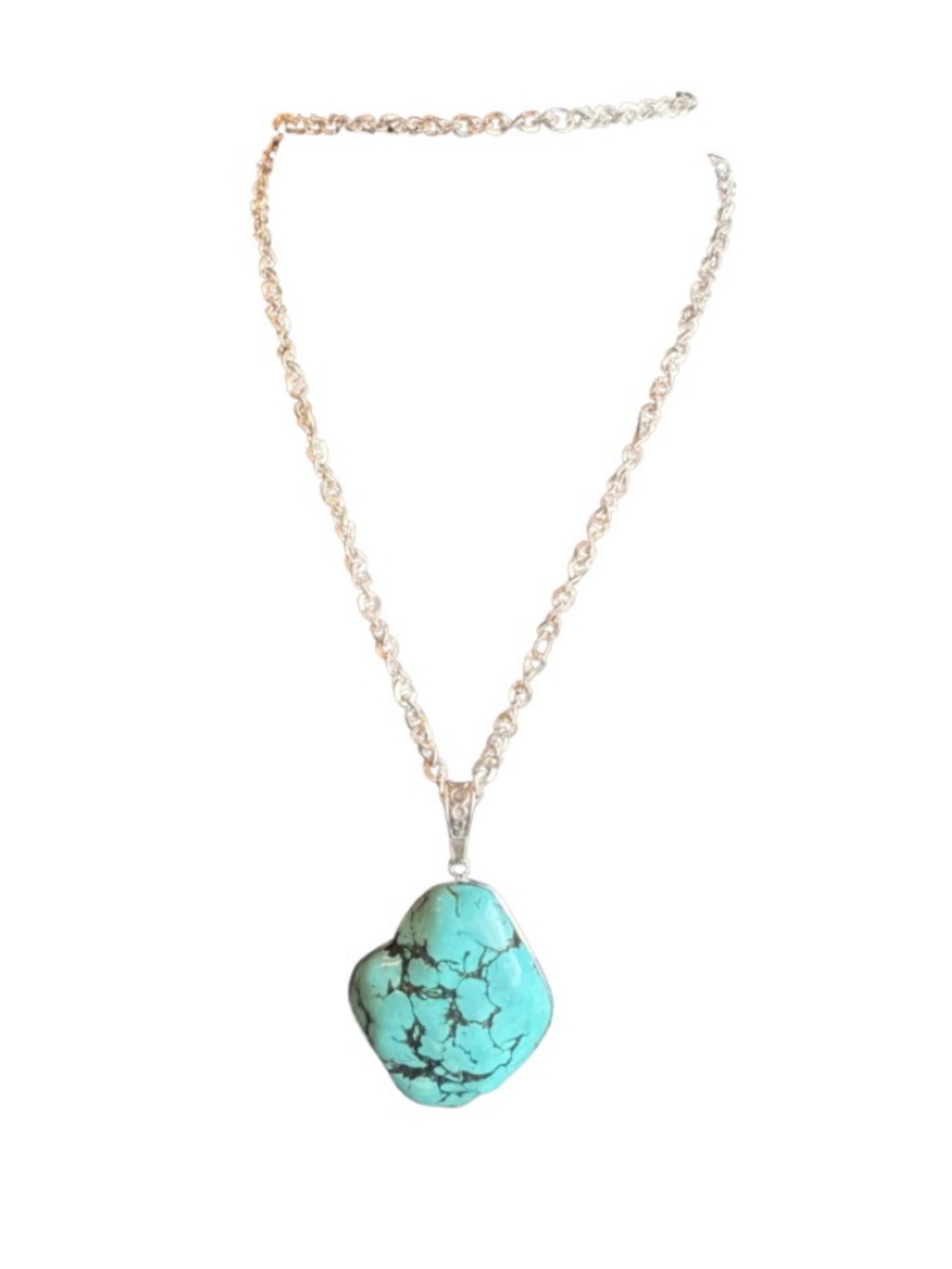 Giant Black Web Turquoise Pendant